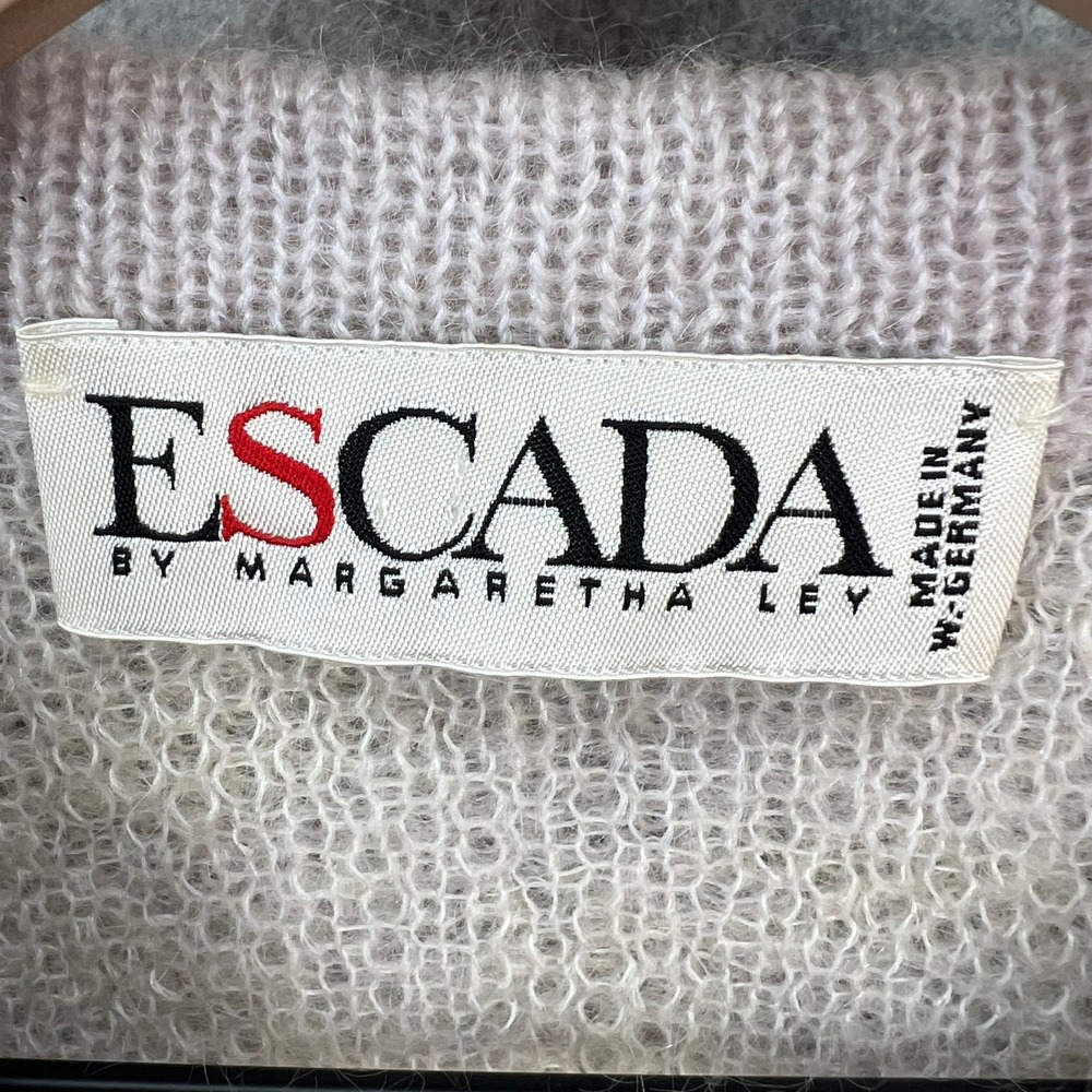 Escada Margaretha Ley Vintage Mohair Blend‎ Sweater Lavender Floral Germany 40 - Picture 2 of 6